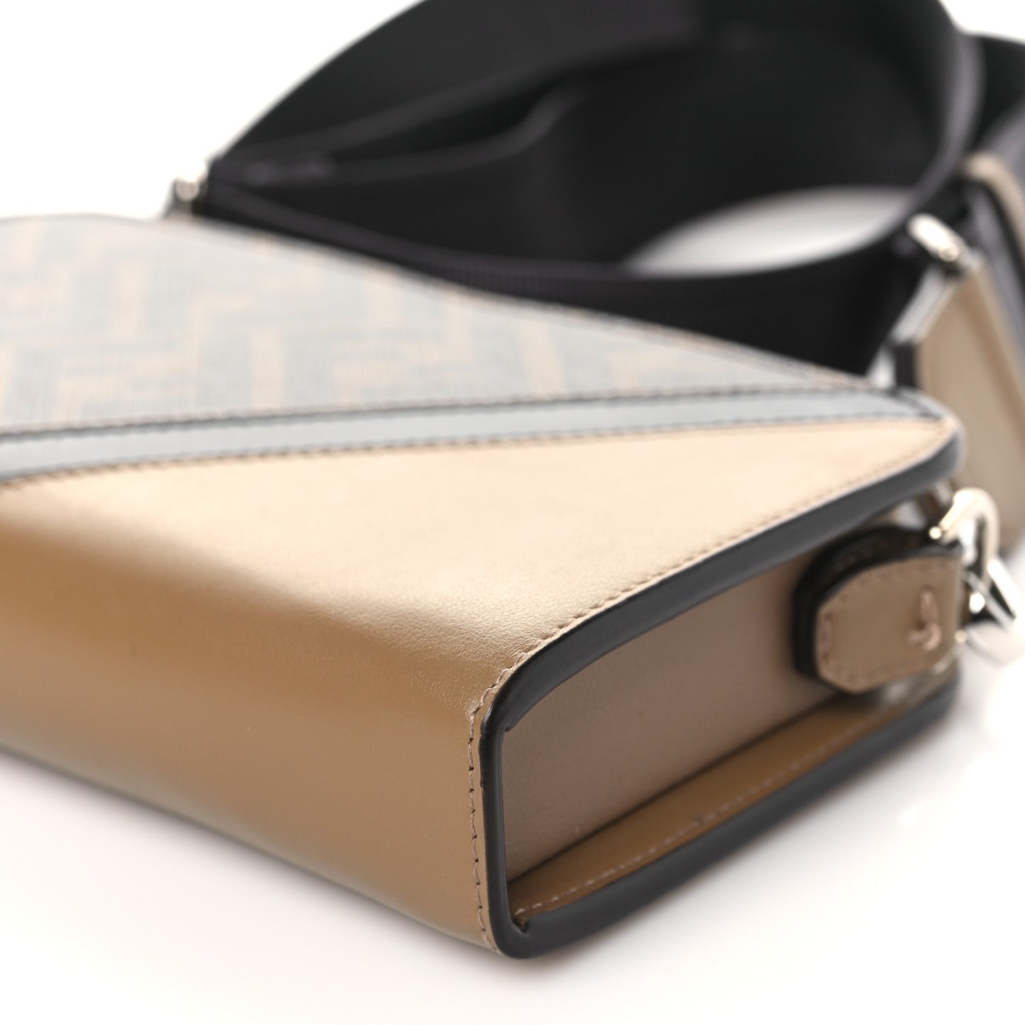 Glazed Fabric Vitello Liberty FF 1974 Diagonal Small Camera Case Tobacco Sand Black