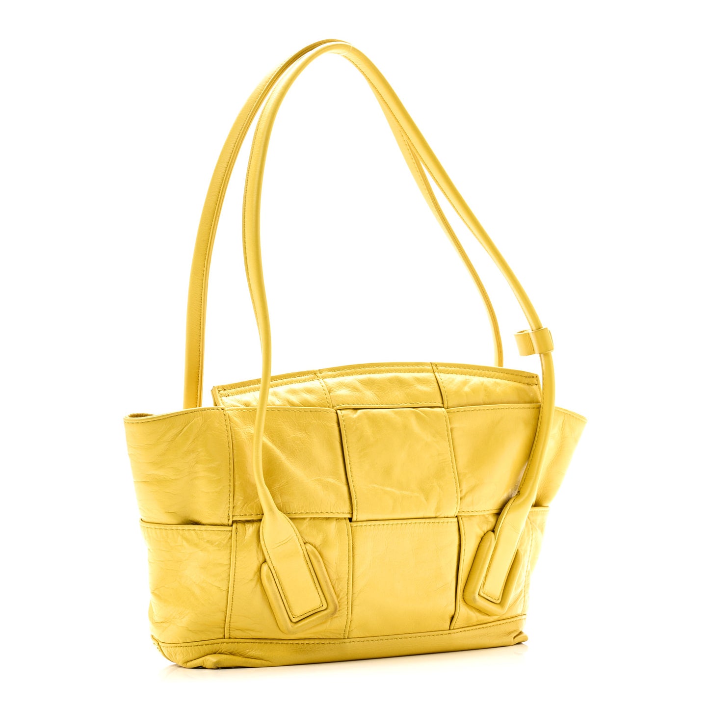 Paper Calfskin Maxi Intrecciato Medium Arco Yellow
