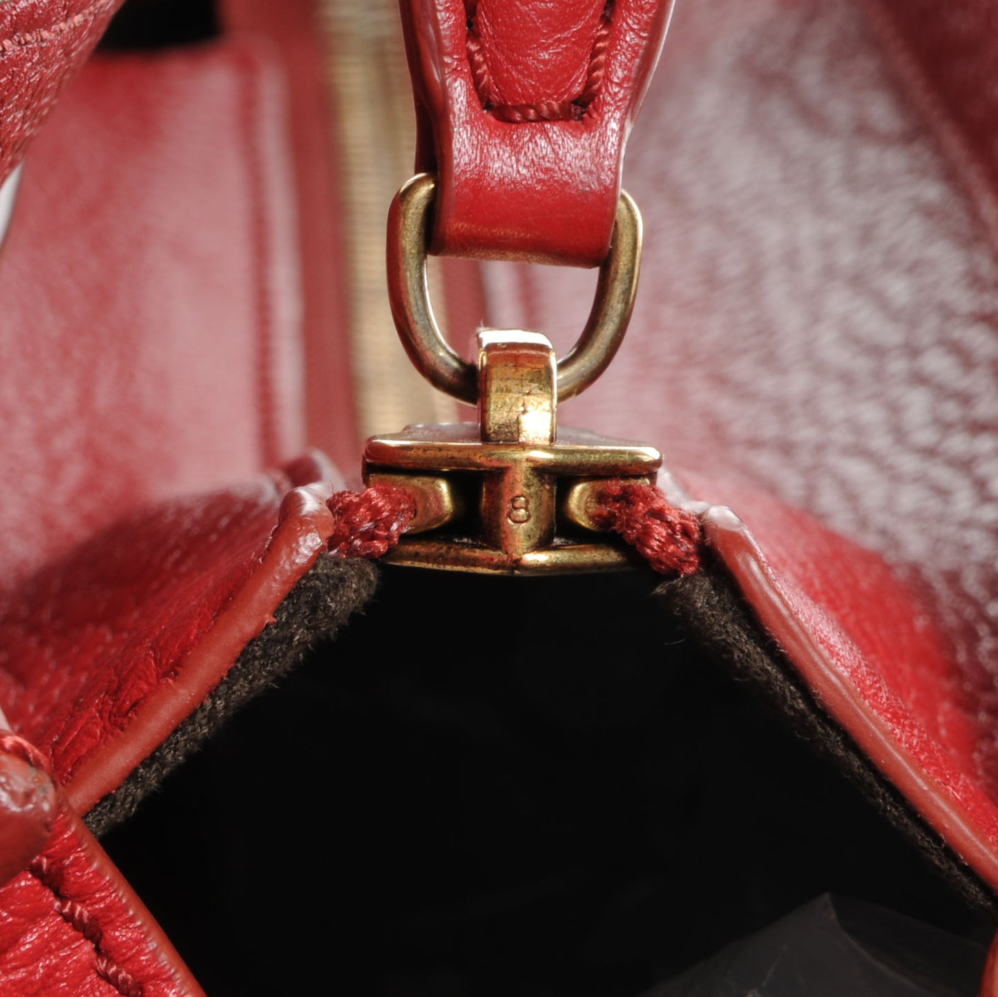 Pebbled Leather Mini Luggage Bag Red