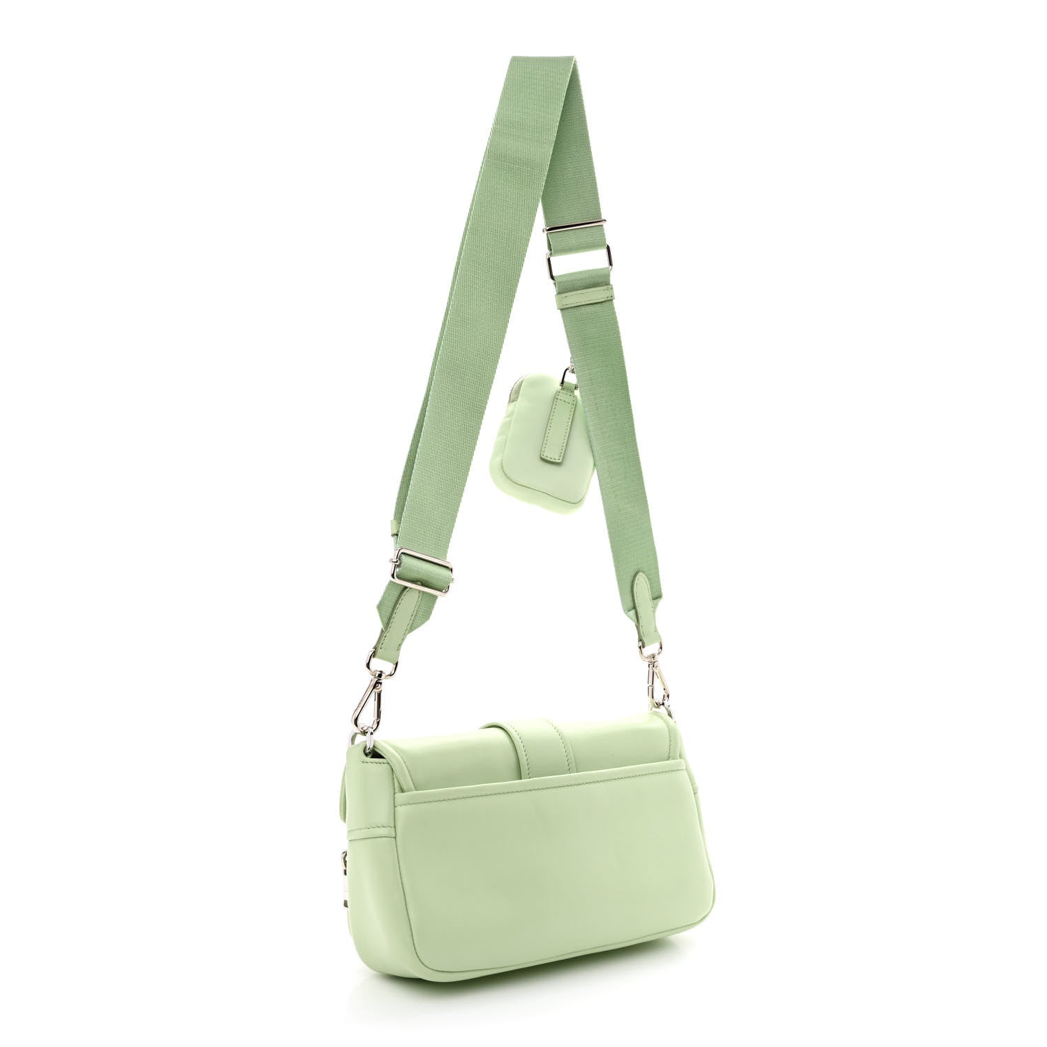 Prada Nappa Re-Nylon Double Pocket Buckle Shoulder Bag Acqua 3 of 12