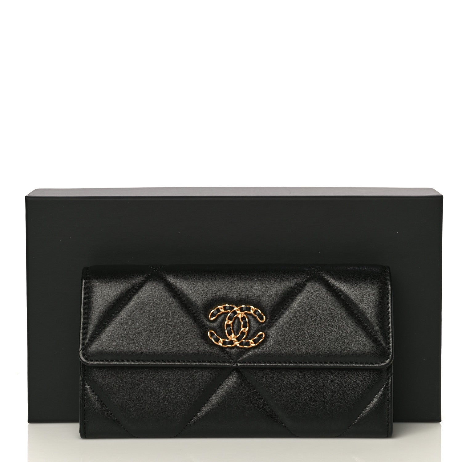 Chanel Lambskin Quilted Chanel 19 Flap Wallet Black 17 of 17