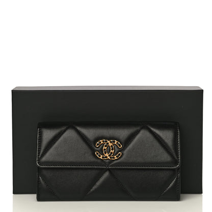 Chanel Lambskin Quilted Chanel 19 Flap Wallet Black 17 of 17