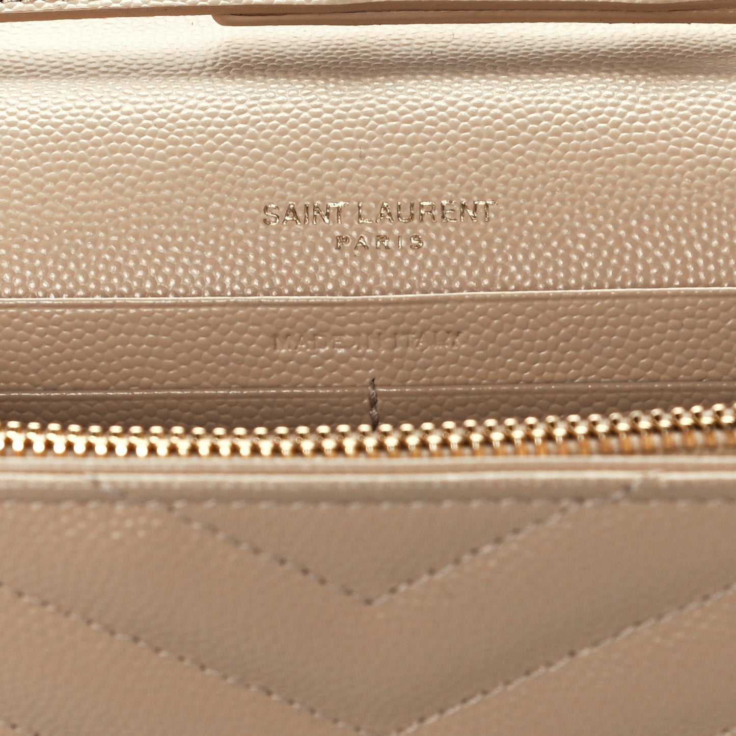 Grain De Poudre Matelasse Chevron Monogram Chain Wallet Nude Powder
