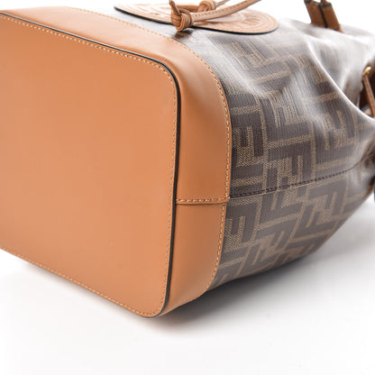 Fendi Glazed Fabric Vitello Grace F is Fendi FF 1974 Stamp Patch Grande Mon Tresor Bucket Bag Mogano Panna Nocciola 6 of 9