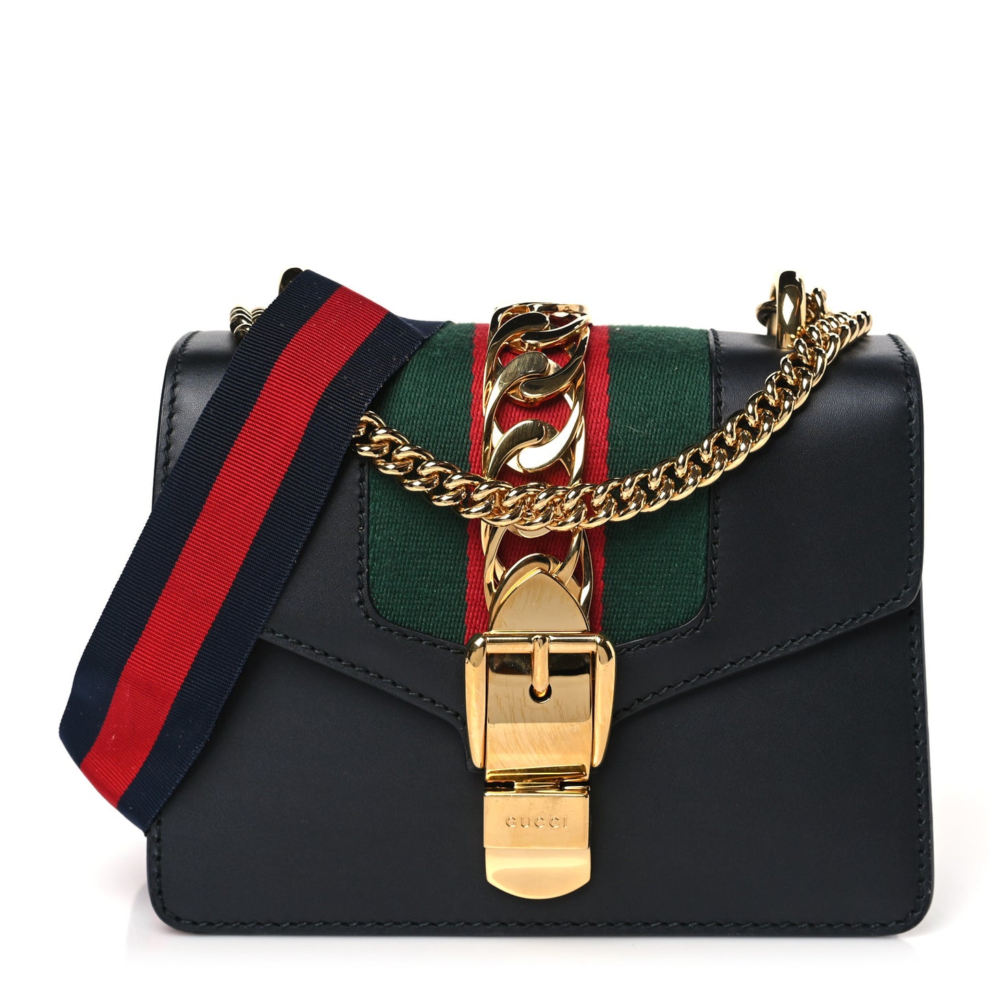 Calfskin Mini Sylvie Chain Shoulder Bag Black