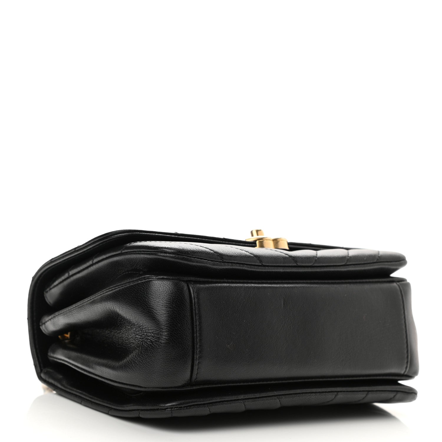 Chanel Lambskin Chevron Quilted Gold Top Handle Flap Bag Black 4 of 10