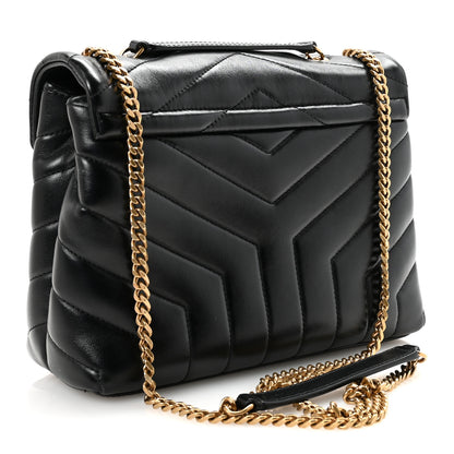 Saint Laurent Calfskin Y Quilted Monogram Small Loulou Chain Satchel Black 3 of 10