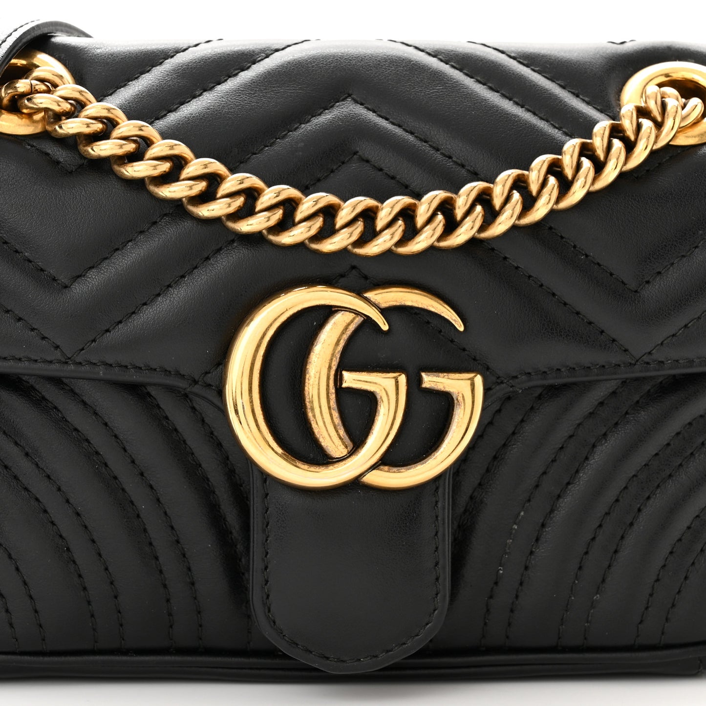 Calfskin Matelasse Mini GG Marmont Shoulder Bag Black