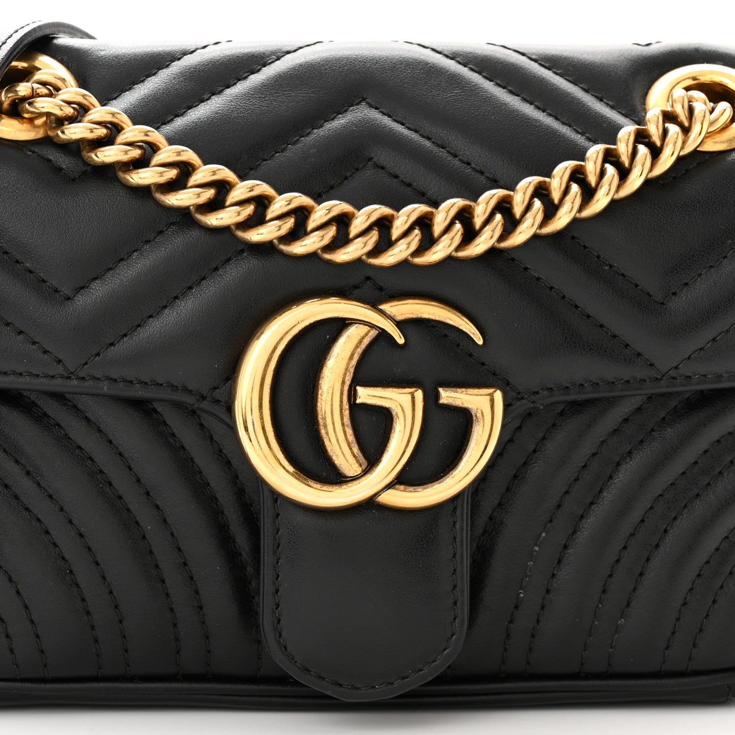Gucci Calfskin Matelasse Mini GG Marmont Shoulder Bag Black 8 of 11