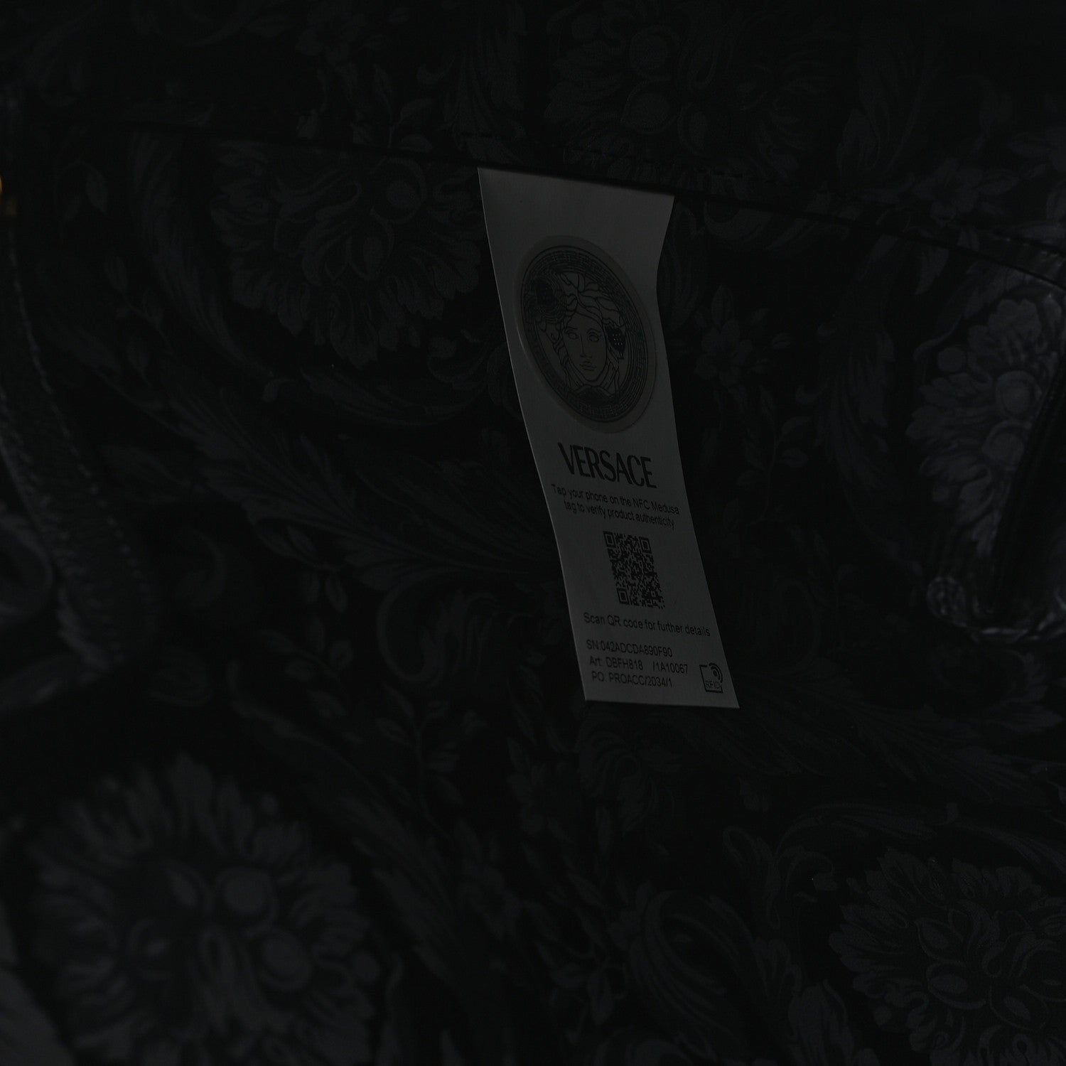 Versace Calfskin Virtus Tote Black 7 of 10