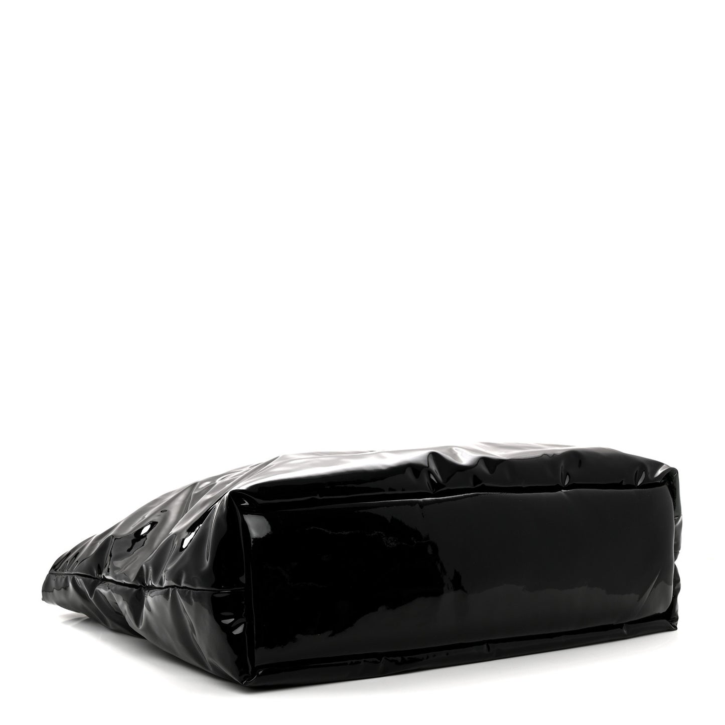 Patent Wide Puffer Maxi Tote Black