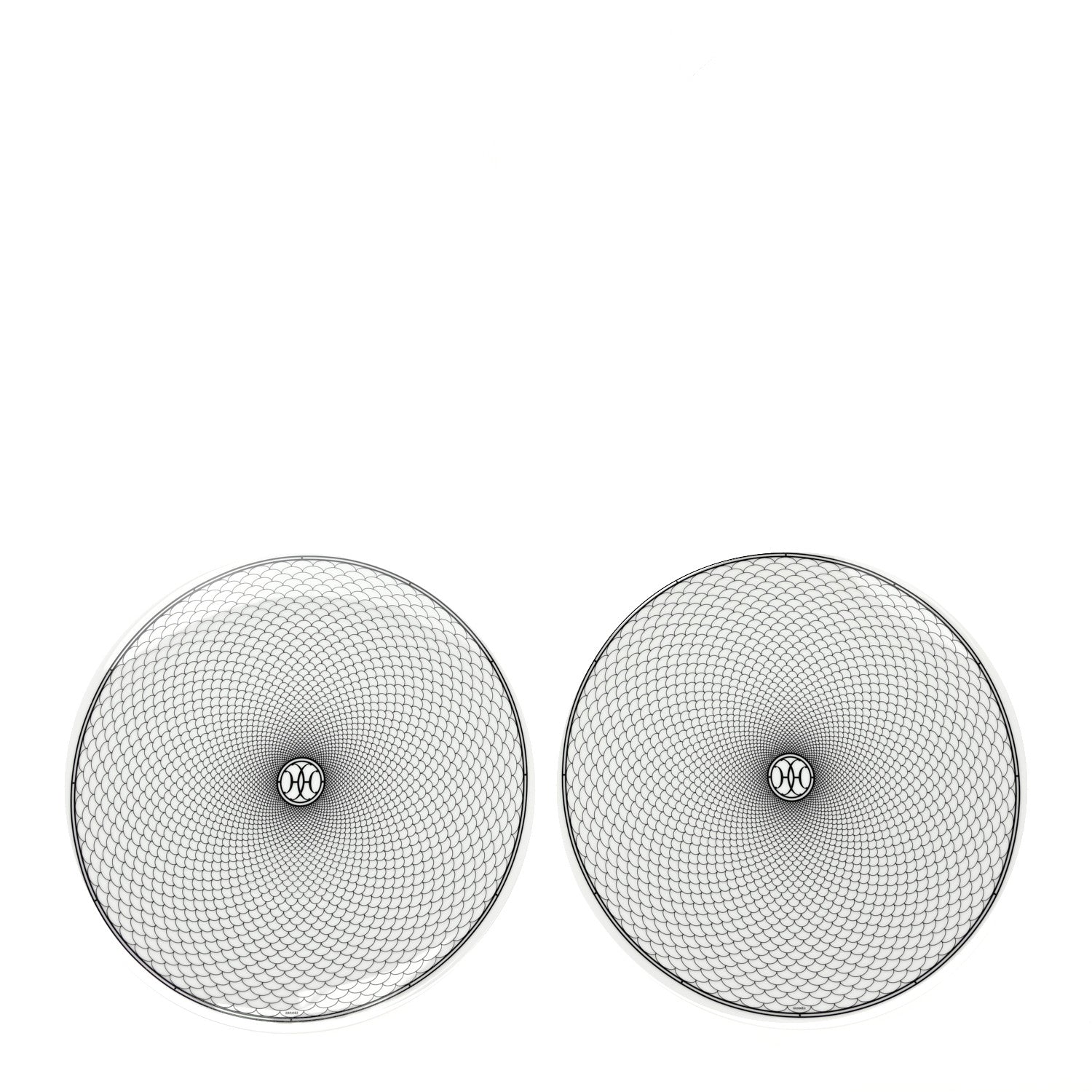 Hermes Porcelain H Deco Dinner Plate Set of 2 Black White 1 of 5