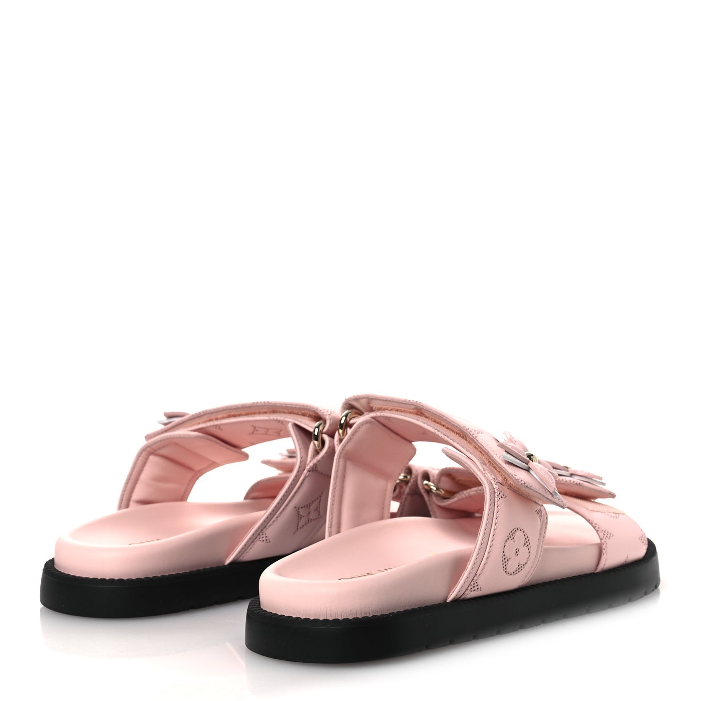 Lambskin Embossed Monogram Sunset Comfort Flat Sandals 38 Pink