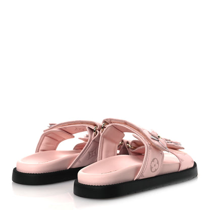 Louis Vuitton Lambskin Embossed Monogram Sunset Comfort Flat Sandals 38 Pink 5 of 11