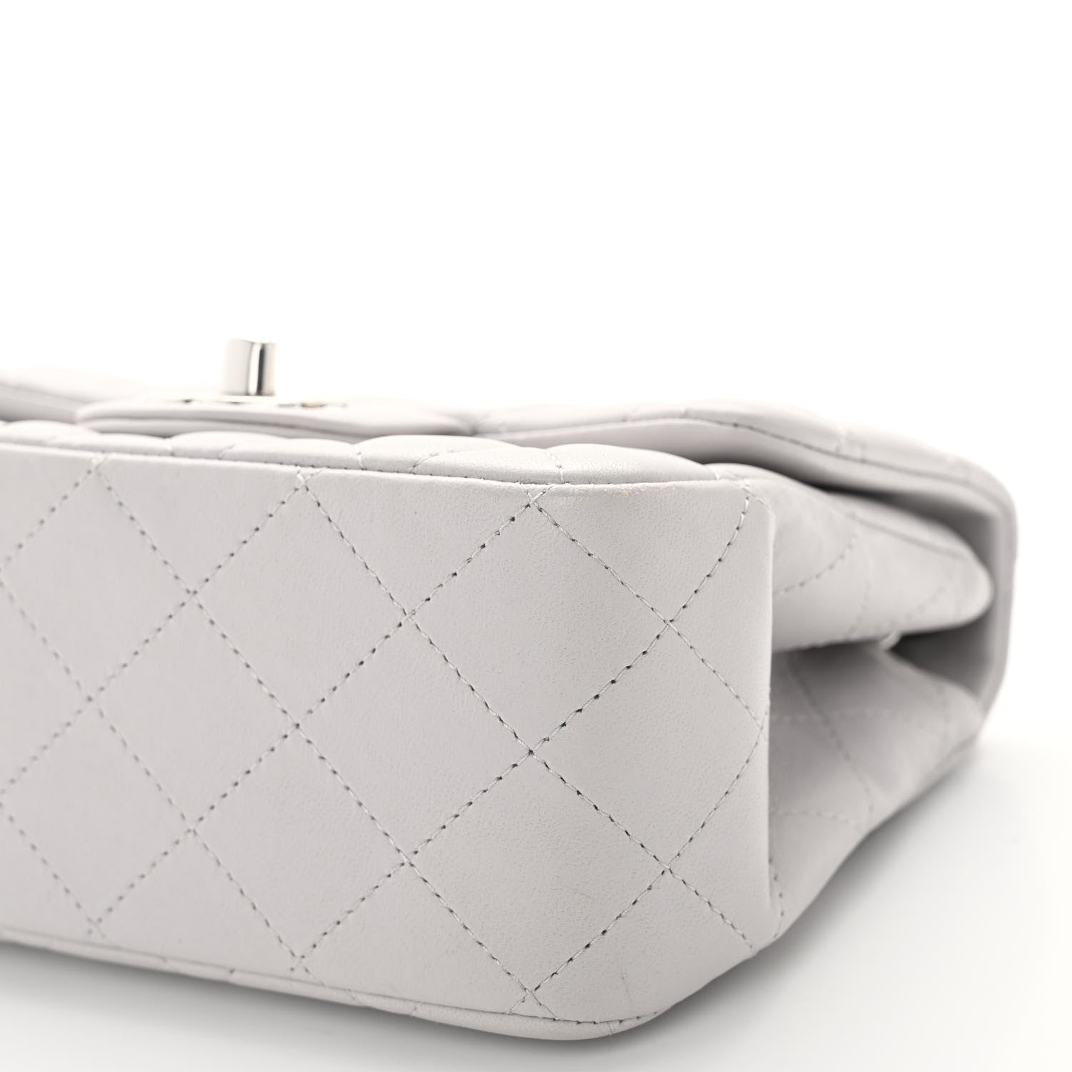 Chanel Lambskin Quilted Mini Square Flap Light Grey 9 of 10