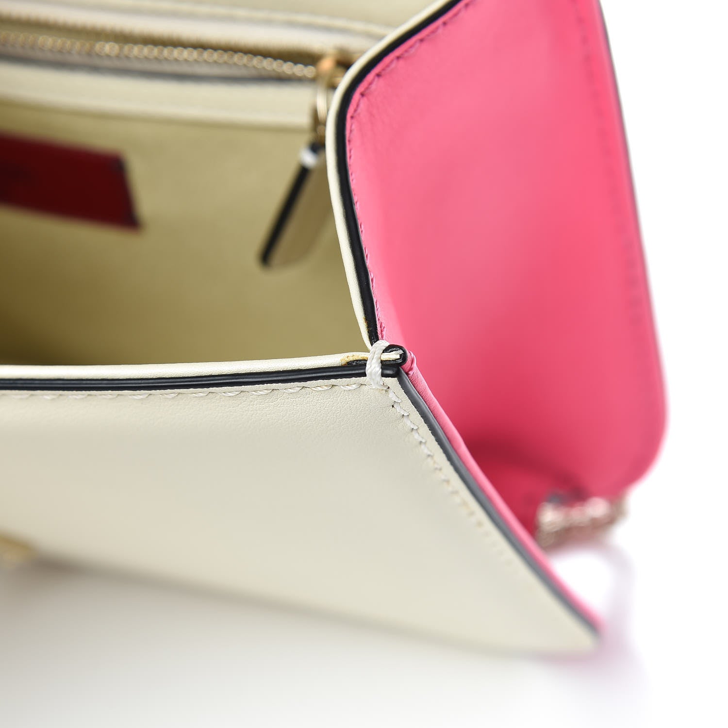 Valentino Garavani Vitello Medium Glam Lock Rockstud Flap Fuxia Fluo Light Ivory 10 of 10
