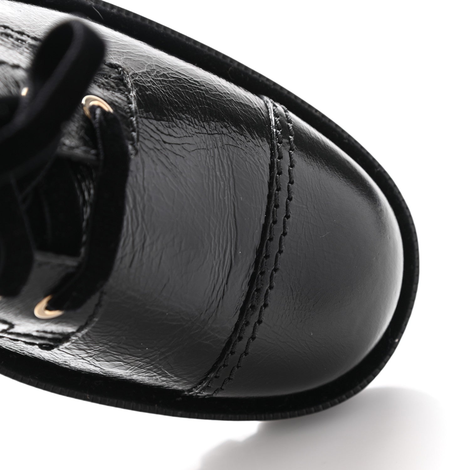 Chanel Shiny Calfskin Velvet Pearl Combat Short Boots 39 Black 10 of 12