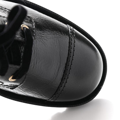 Chanel Shiny Calfskin Velvet Pearl Combat Short Boots 39 Black 10 of 12