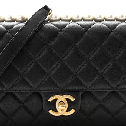 Chanel Goatskin Quilted Small Chic Pearls Flap Black 8 of 10