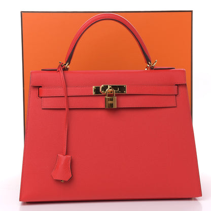 Hermes Epsom Kelly Sellier 32 Rouge de Coeur 12 of 12