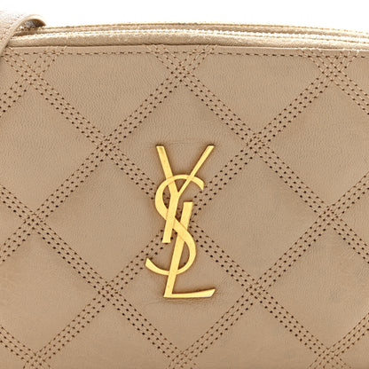 Saint Laurent Grained Lambskin Quilted Mini Becky Double Zip Bag Natural Tan 10 of 16
