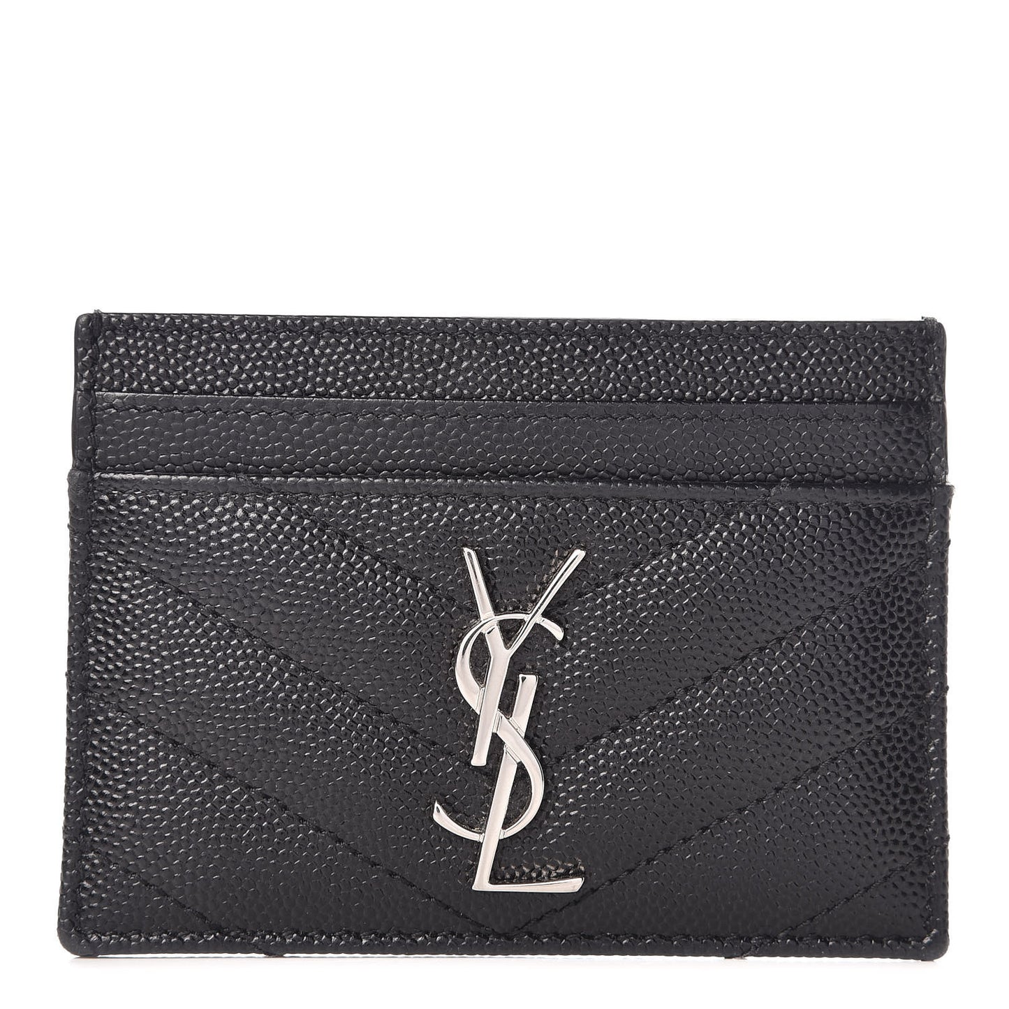 Grain De Poudre Matelasse Chevron Monogram Credit Card Case Black