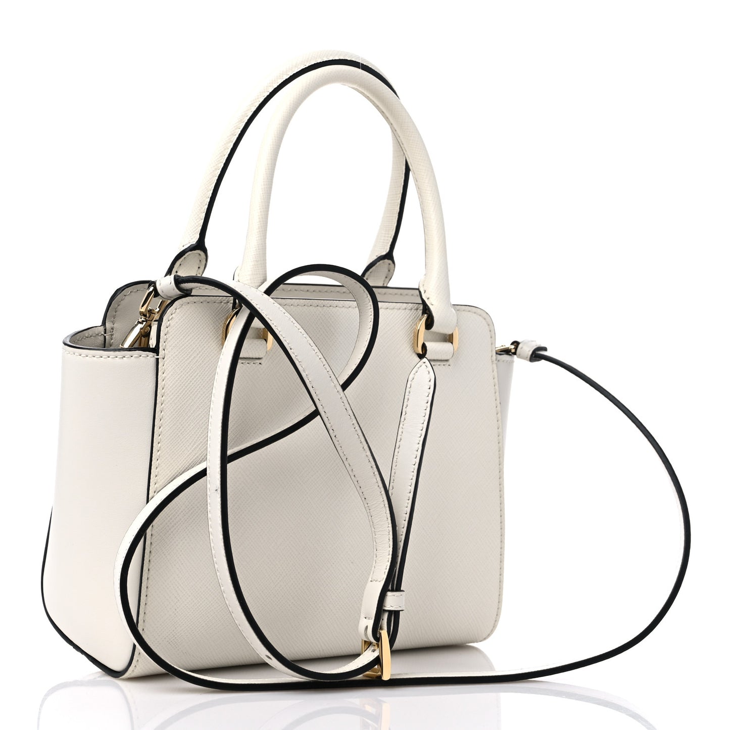 Saffiano Soft Calfskin Mini Zippered Tote White