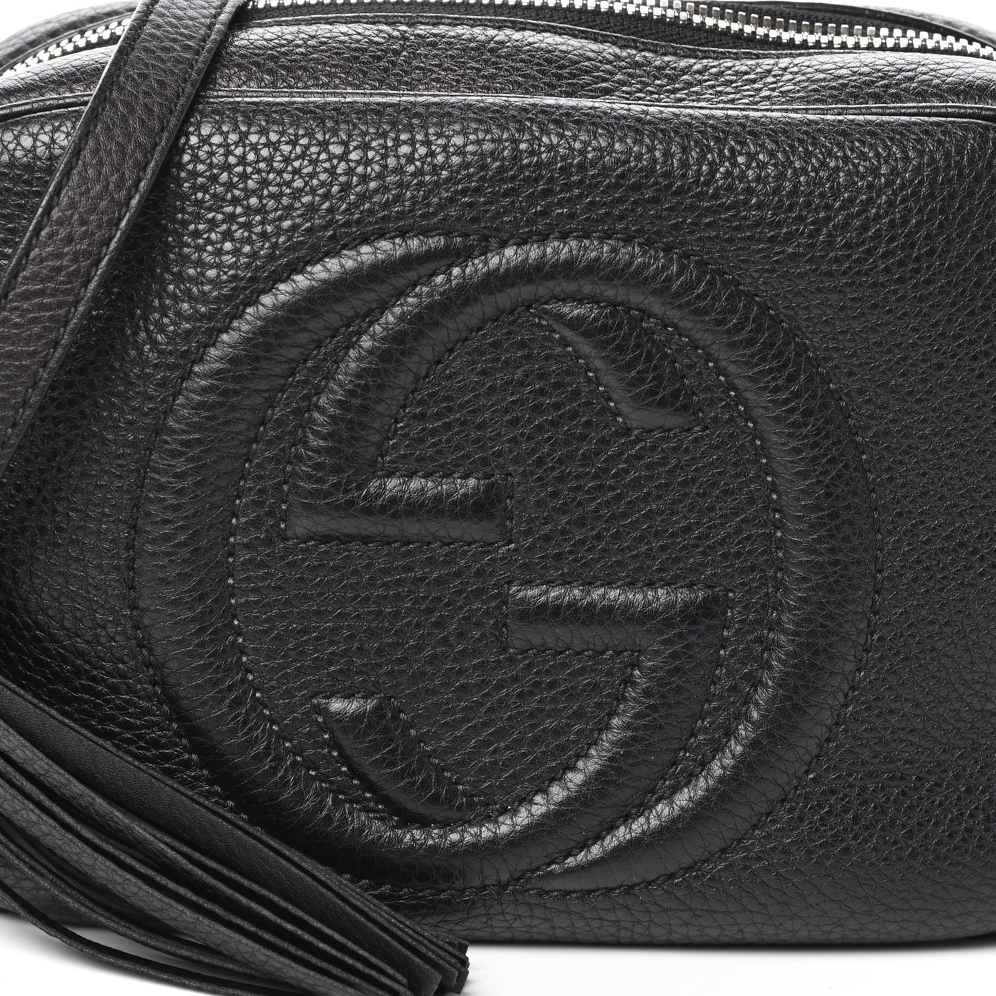 Pebbled Calfskin Small Soho Disco Bag Black