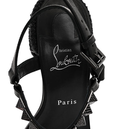Christian Louboutin Waxed Calfskin Pyrasand 30mm Strappy Sandals 38 Black 7 of 9