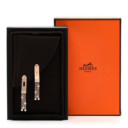 Hermes 18K Rose Gold Diamond Kelly Gavroche Earrings 5 of 5