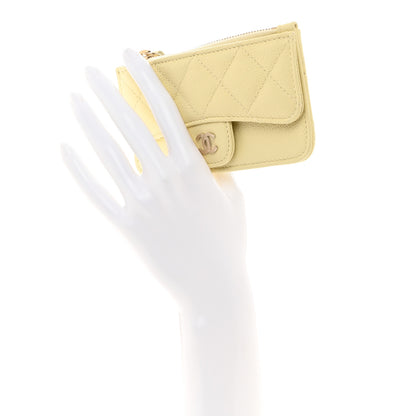 Chanel Caviar Quilted Flap Zip Card Holder Light Yellow 2 of 8