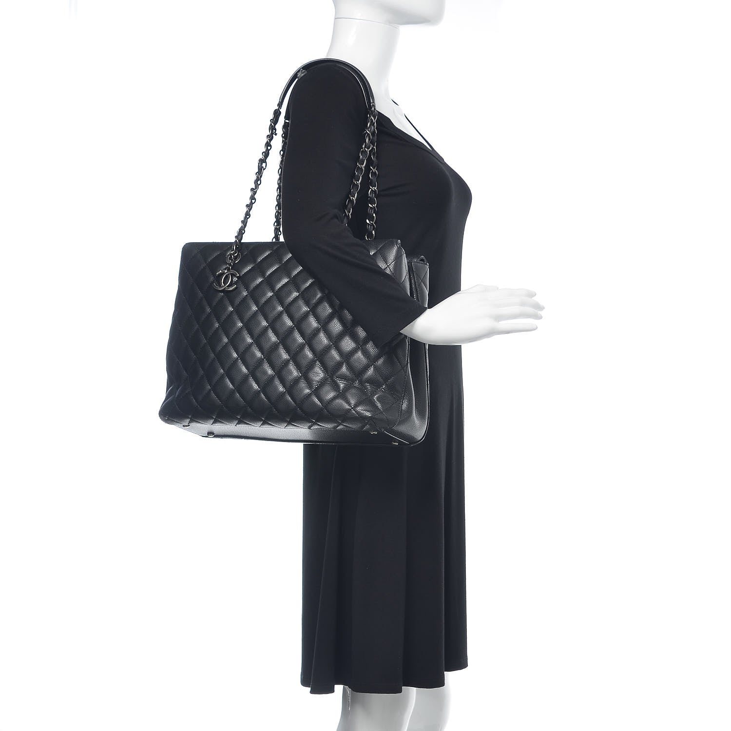 Chanel Caviar Quilted City Shopping Tote Black 2 of 14