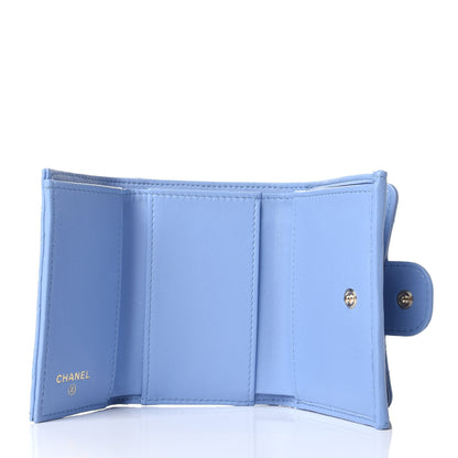 Chanel Lambskin Quilted Double Flap Wallet Light Blue 3 of 4