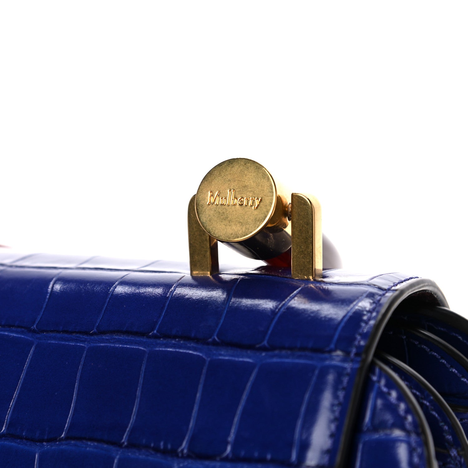 Mulberry Shiny Croc Calfskin Embossed The Mews Satchel Cobalt Blue 13 of 14