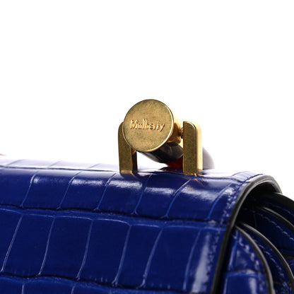 Mulberry Shiny Croc Calfskin Embossed The Mews Satchel Cobalt Blue 13 of 14