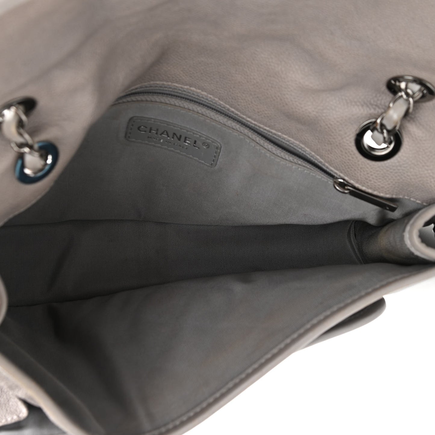 Caviar Quilted Medium French Riviera Flap Light Grey