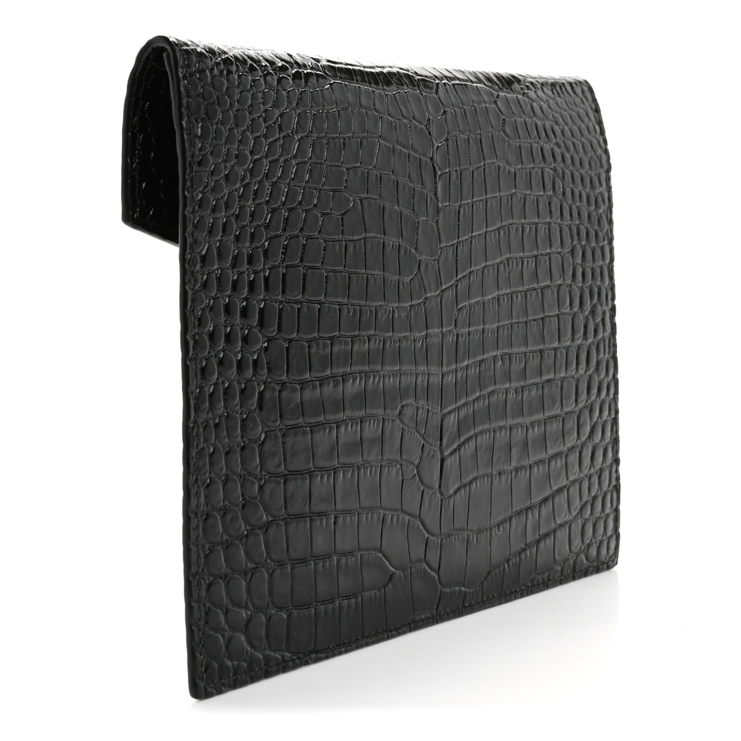 Calfskin Crocodile Embossed Monogram Uptown Baby Pouch Black