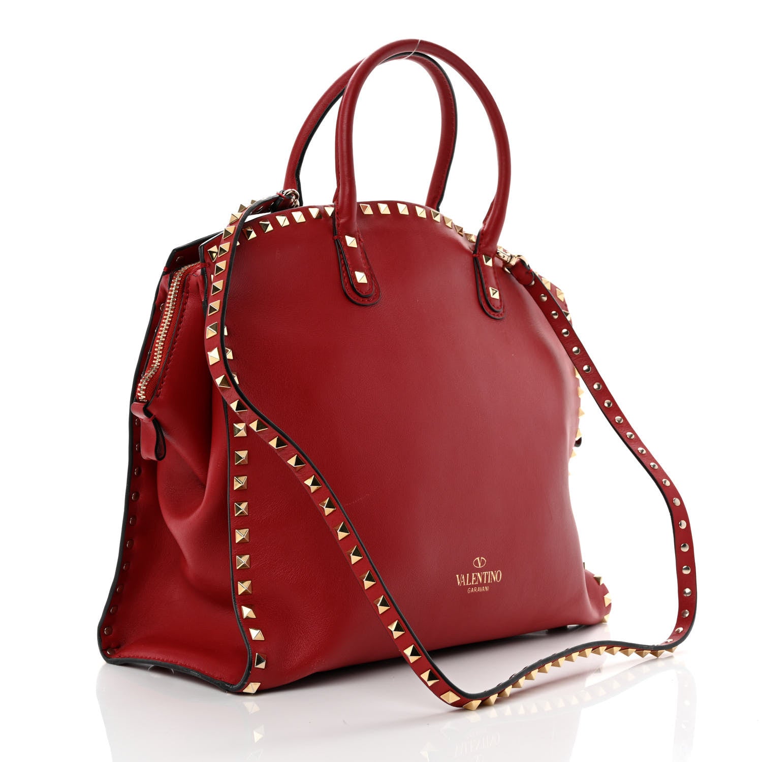 Valentino Garavani Vitello Rockstud Dome Shopper Rosso Valentino 2 of 10