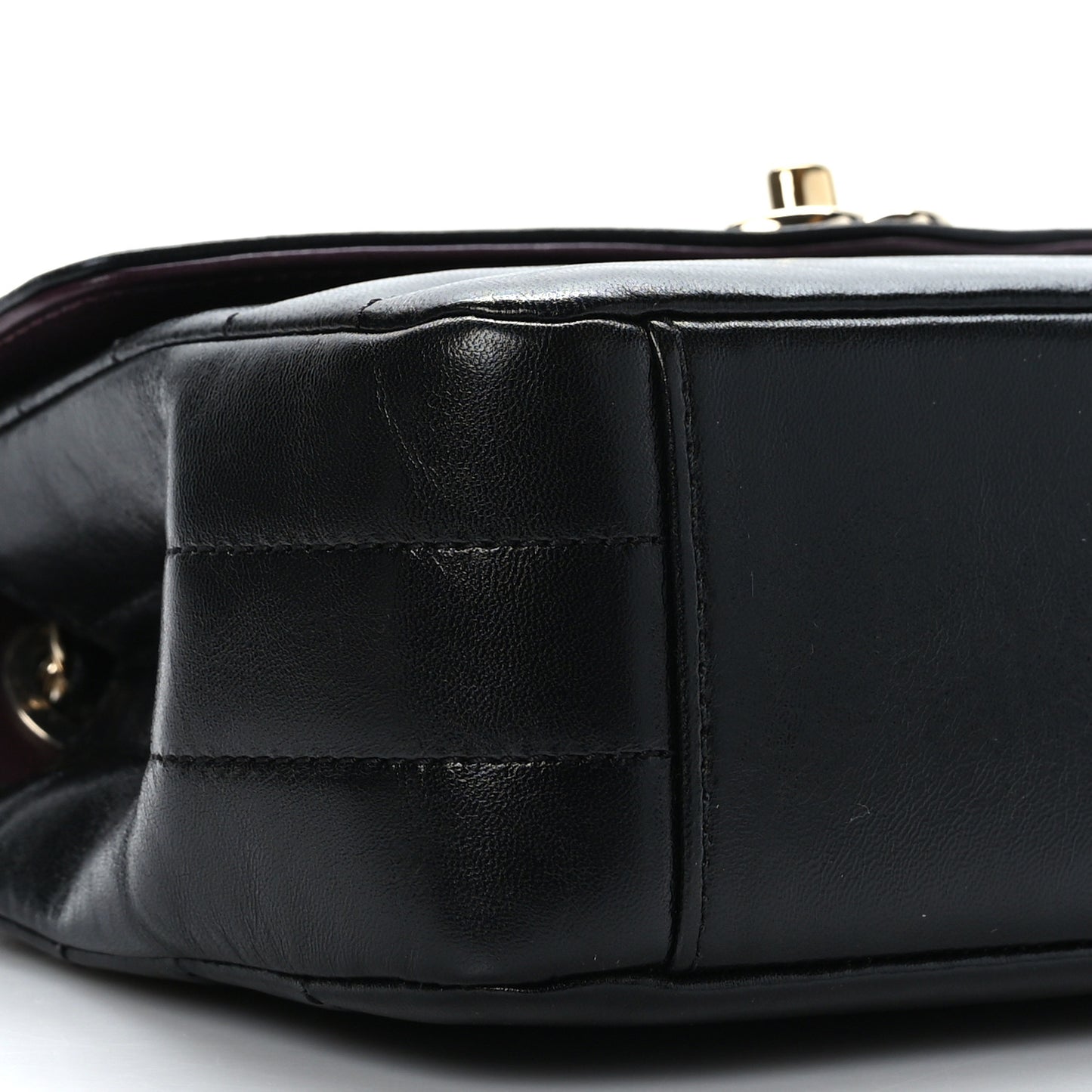 Shiny Lambskin Quilted Small Chevron Miroir Black