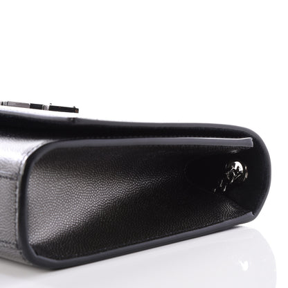 Saint Laurent Metallic Grain De Poudre Medium Classic Monogram Kate Satchel Dark Lead 7 of 8