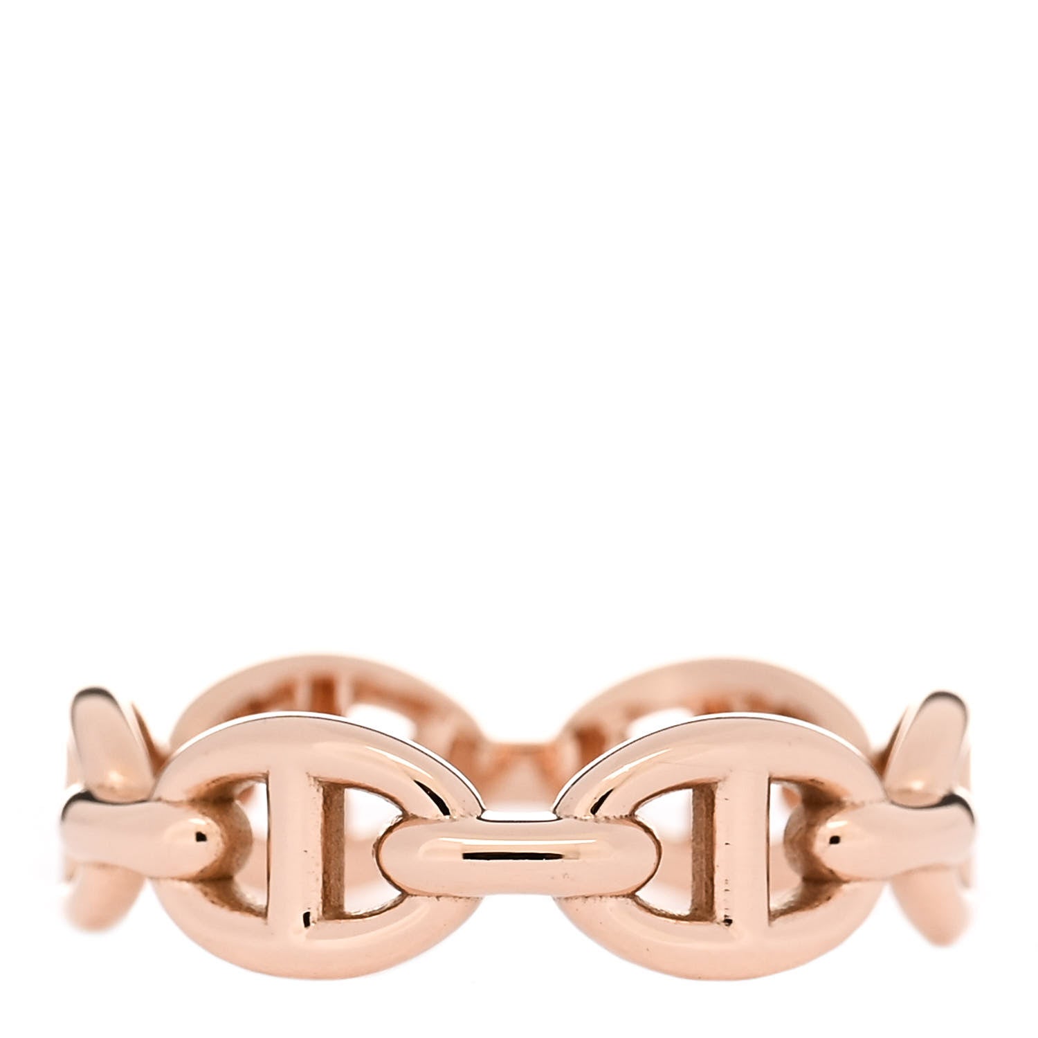 Hermes 18K Rose Gold PM Chaine d'Ancre Enchainee Ring 52 6 3 of 9