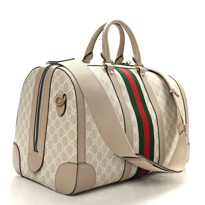 Gucci GG Supreme Monogram Textured Dollar Calfskin Web Small Savoy Duffle Bag Beige Mystic White Oatmeal 3 of 10