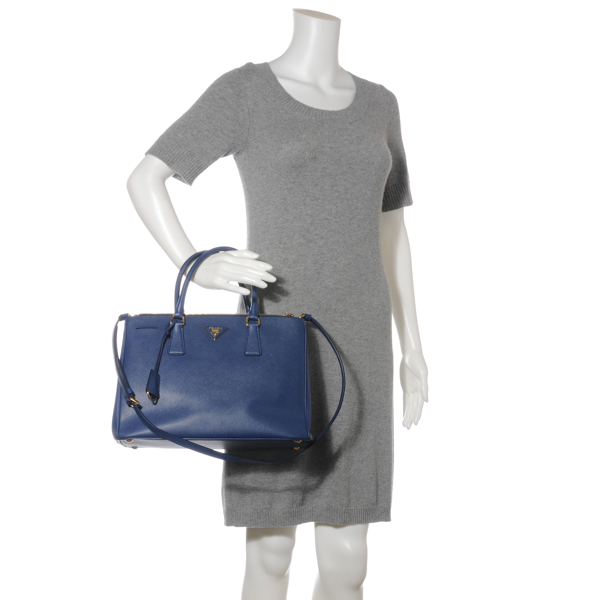 Prada Saffiano Lux Medium Tote Bluette 2 of 10