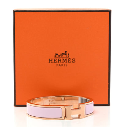 Hermes Enamel Narrow Clic Clac H Bracelet PM Rose Dragee 5 of 5