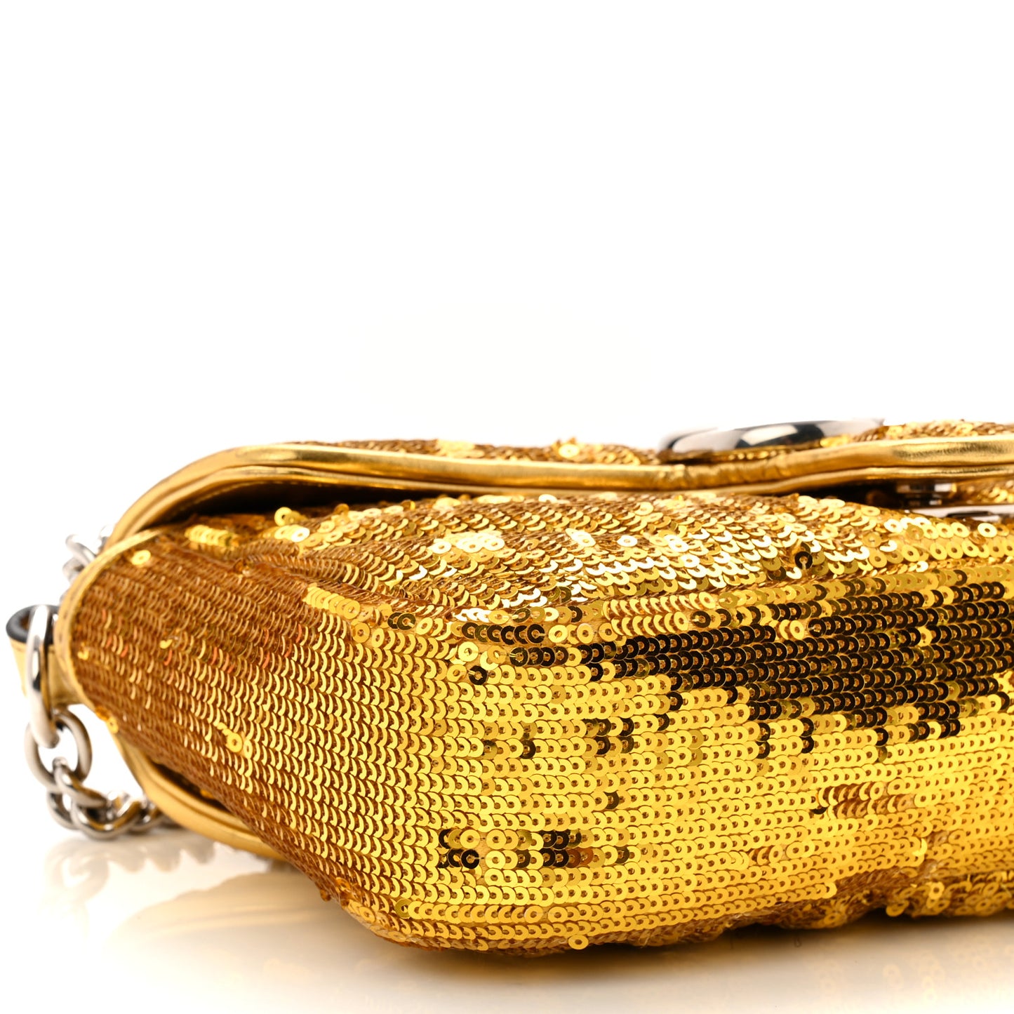 Sequin Matelasse Diagonal Mini GG Marmont Shoulder Bag Gold