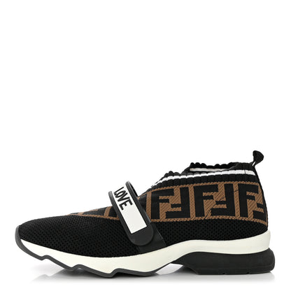 Fendi Stretch Yarn FF Stiff Band Rockoko Sneakers 37 Black White Tobacco 1 of 9