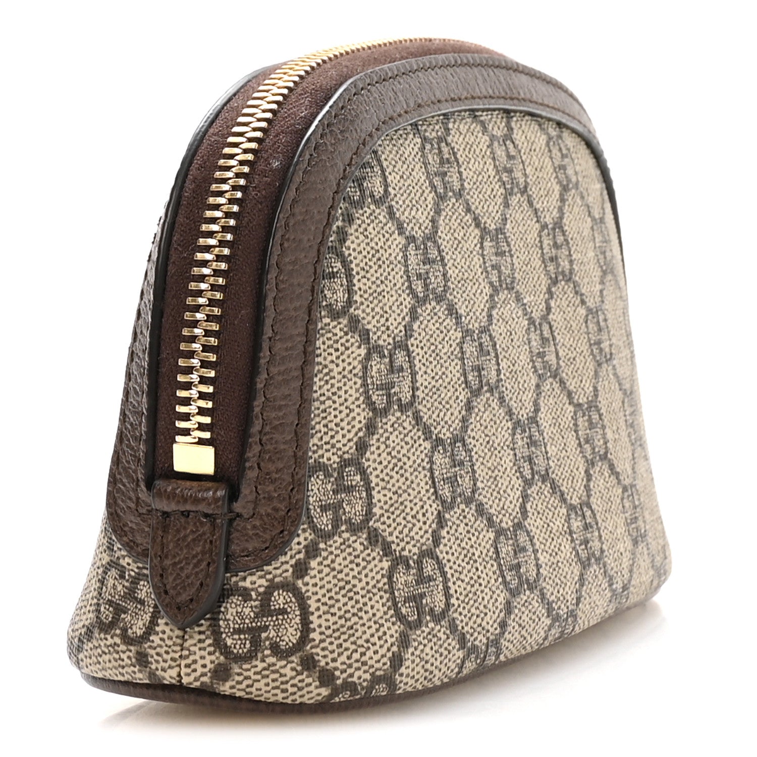 Gucci GG Supreme Monogram Textured Calfskin Web Medium Ophidia Cosmetic Case Beige Ebony New Acero 3 of 8