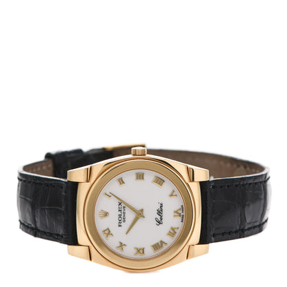 Rolex 18K Yellow Gold Alligator 32mm Cellini Manual Winding Watch White 5320 2 of 5
