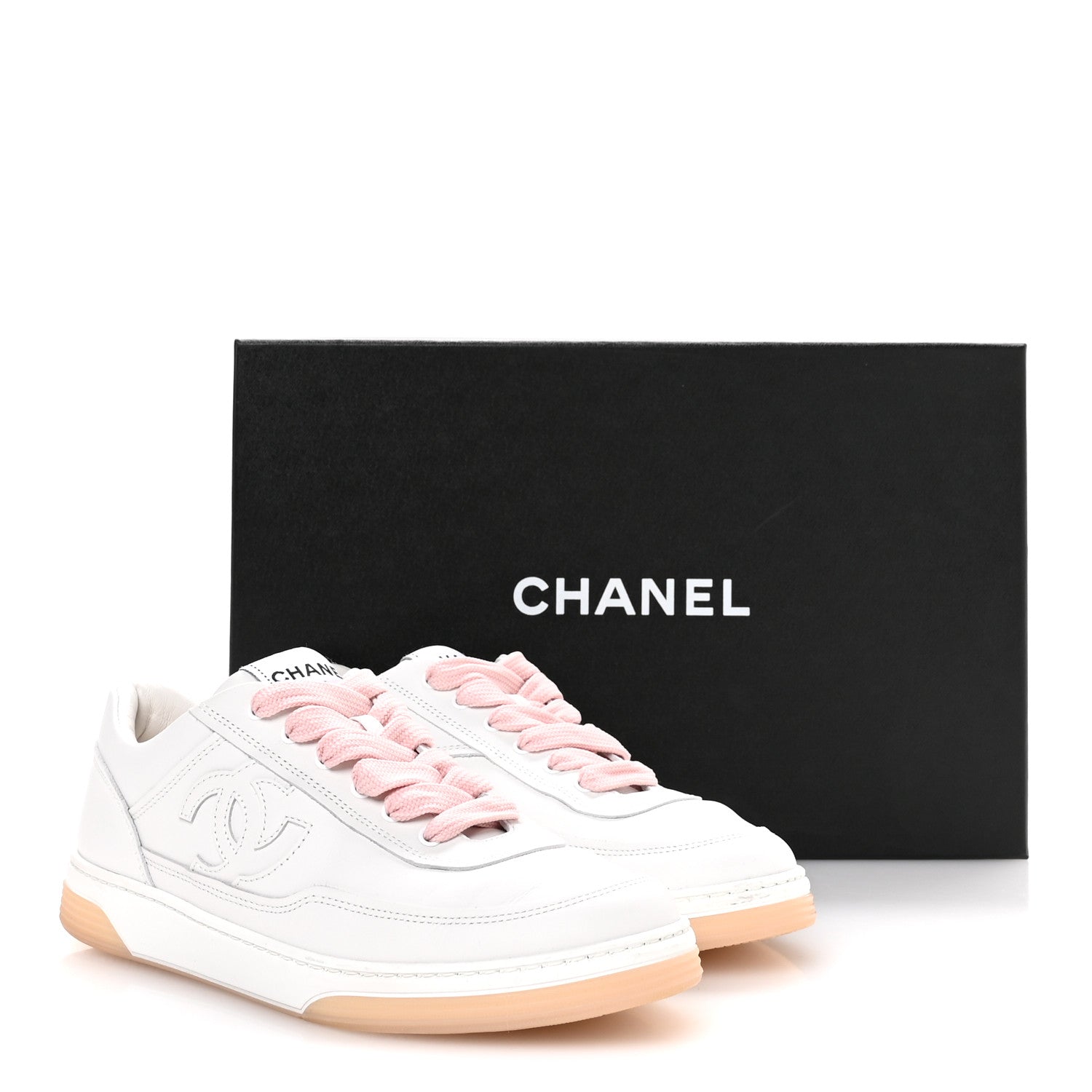 Chanel Calfskin Womens CC Sneakers 36 White Pink 9 of 9