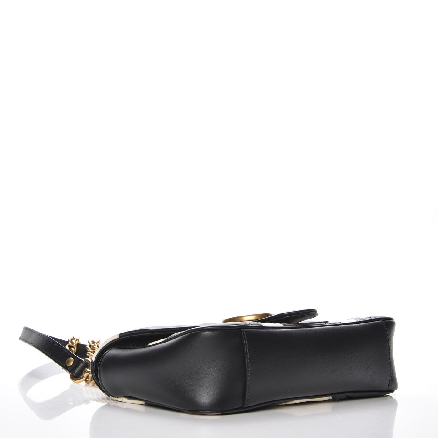 Calfskin Matelasse Mini GG Marmont Shoulder Bag Black White